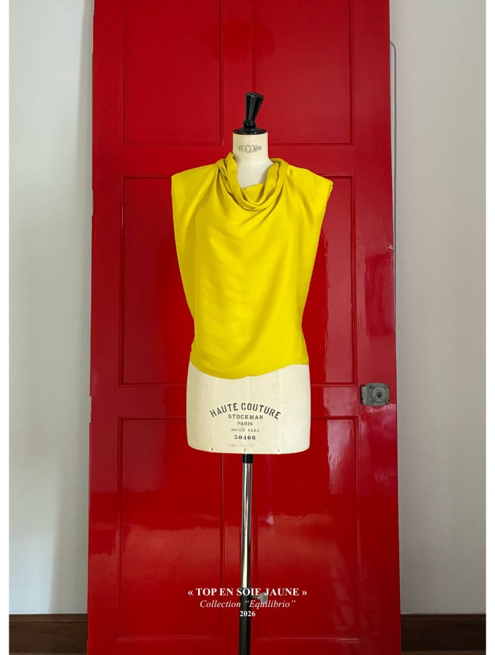 Top en soie jaune