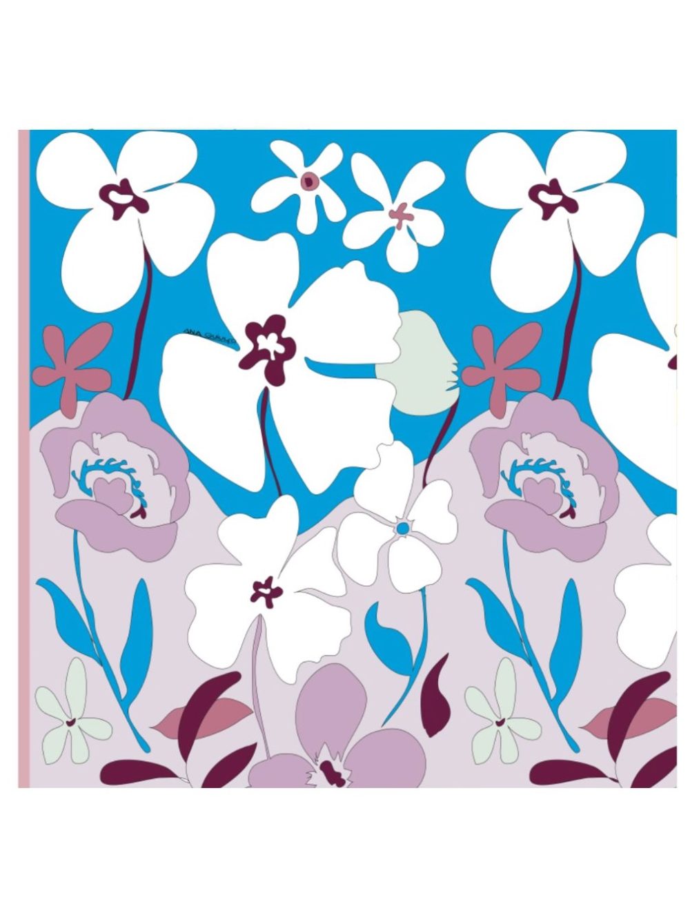 "Les Fleurs Fond Bleu" Scarf